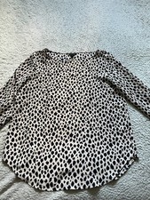 Women's Black and Leopard Print Long Sleeve Top with Chest Pocket XL — listing 3