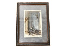 Original Expressionist Pastel Painting of a Yellow House Among Bare Trees, Framed — listing 2