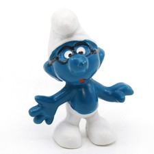 Brainy Smurf Vintage Brains Smurf PVC Figure with Red Book — listing 2