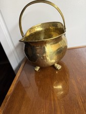 Vintage Hammered Brass Footed Cachepot Planter, Gold-Tone, 12.5" Wide x 10" High — listing 6