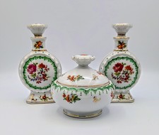 Vintage Hand-Painted Porcelain 4-Piece Vanity Dresser Set with Roses, Made in Japan — listing 4