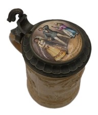 Group of German Salt-Glaze Stoneware Beer Steins with Pewter Lids — listing 3