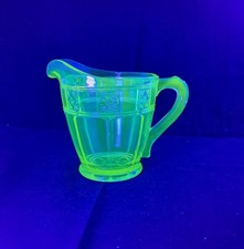 Green Uranium Depression Glass Creamer, Doric Pattern — listing 2