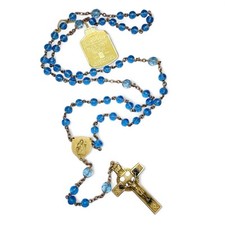 Vintage Aurora Borealis Amber Crystal Bead Rosary with Silver-Tone Crucifix — listing 3