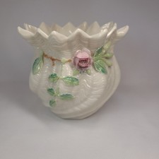 Belleek Irish Parian China Cachepot with Applied Flowers, Carlingford Pattern — listing 5
