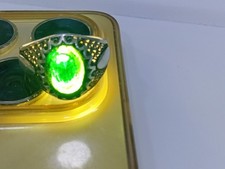 Antique Filigree Green Stone Solitaire Ring with Floral Shoulder Detail — listing 6