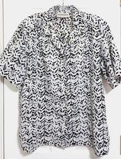 Donnkenny Women's Black & White Abstract Print Button-Front Blouse