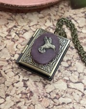 Vintage Book-Shaped Locket Pendant Necklace "This Is Your Life" Engraved — listing 2