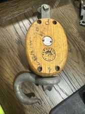 Antique Wooden Ship Block & Tackle Pulley with Iron Strapping and Sheave No - unmarked — listing 3