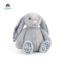 Vintage Plush Bunny Rabbit with Floral Crown and Green Ribbon Hat