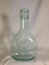 Vintage Almaden Green Glass Wine Bottle with Embossed Barrel & Grapes Motif — listing 3