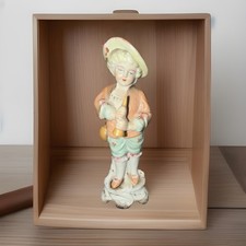 Vintage Japanese Bisque Porcelain Hakata-Style Figurine of Seated Woman Grinding Sesame with Mortar and Pestle (Suribachi) — listing 4