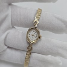 Vintage Hamilton Ladies' Cocktail Watch, Marquise Case with Diamond-Set Lugs, Gold-Filled — listing 6