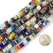 Multicolor Glass Cube Bead Bracelet with Rhinestone Rondelles and Lobster Clasp