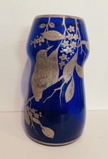 Cobalt Blue Silver Overlay Cordial/Liqueur Set - Decanter, 8 Cordials & Tray — listing 2