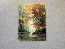 Original Autumn Landscape Oil Painting on Grumbacher Canvas Panel, Signed Hartman — listing 4