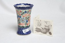 Hand-Painted Art Pottery Vase with Stylized Thistle and Speckled Wildflower Design — listing 2