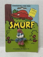 Papa Smurf PVC Figure on Original Wallace Berrie Card, 1982