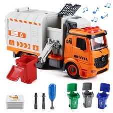 Toy Recycling Garbage Truck, Green & White with Recycle Graphic