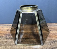 Set of 4 Vintage Beveled Glass & Brass Light Shades / Covers — listing 3