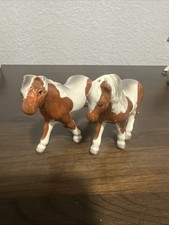 Vintage Ceramic Anthropomorphic Horse Salt and Pepper Shaker Set with Straw Hats and Bridles — listing 5