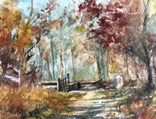 Original Signed Watercolor Landscape Painting, Trees and Hillside, Signed Haughey and Dated 1950 — listing 2