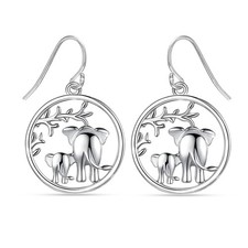 Pair of Antiqued Copper-Tone Elephant Head Charm Drop Earrings with Leverback Hooks — listing 2