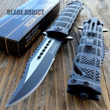 Spring-Assisted Tactical Folding Pocket Knife with Black Tanto Blade, Belt Clip and Glass Breaker