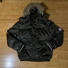 Moncler Black Shiny Nylon Down Puffer Jacket with Detachable Hood, Size Small — listing 3